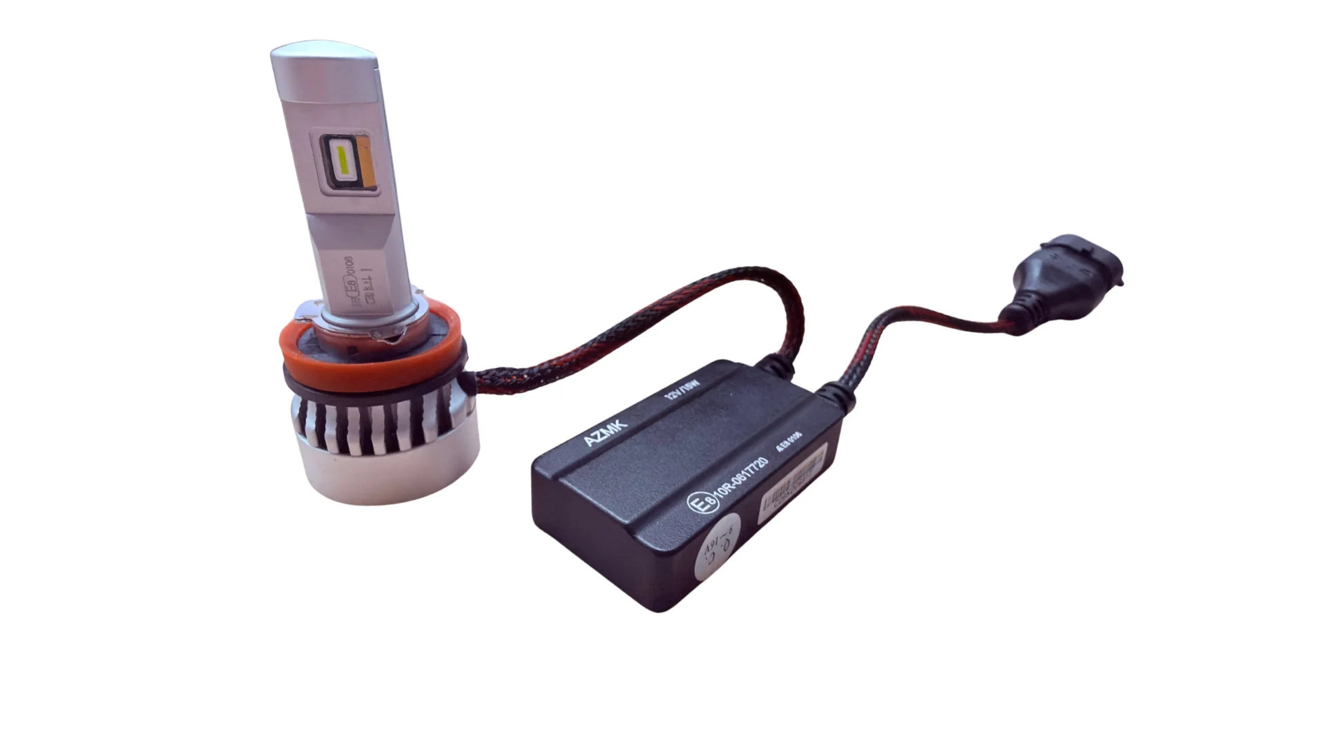 AZMK EB H11 LEDr light source with driver unit and connector cable, product photo on white background