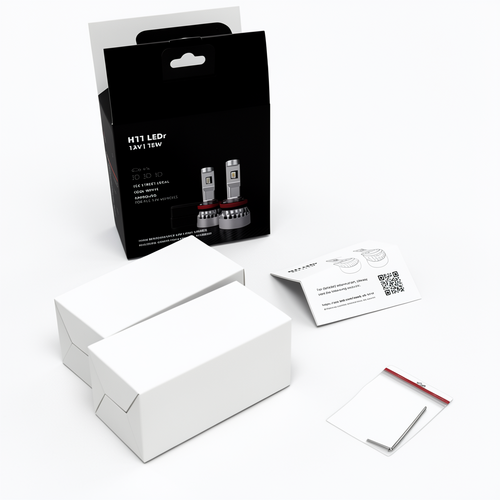 LEDOAUTO EB Series professional packaging box, detailing ECE R37 technical standards and road legal compliance on the outer interface