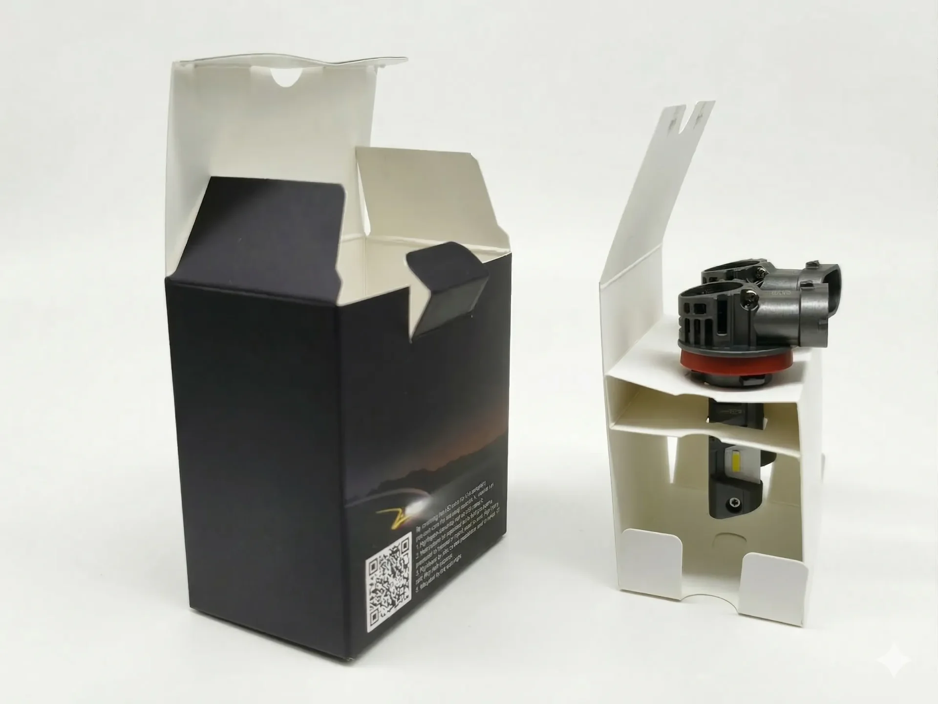 Retail packaging box of ECE R37 certified H11 LED bulbs featuring E-Mark approval and street legal logo