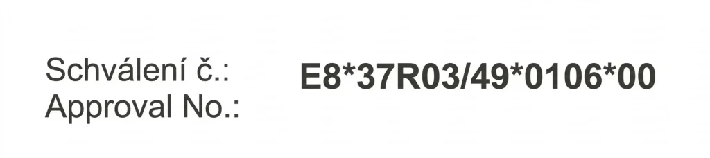 ECE R37 Approval Number