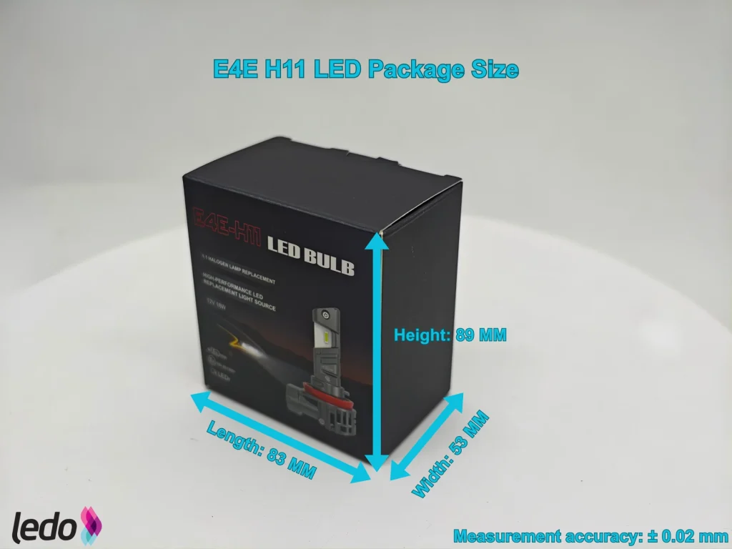 External package dimensions of the E4E H11 LEDr: 83 x 53 x 89 mm