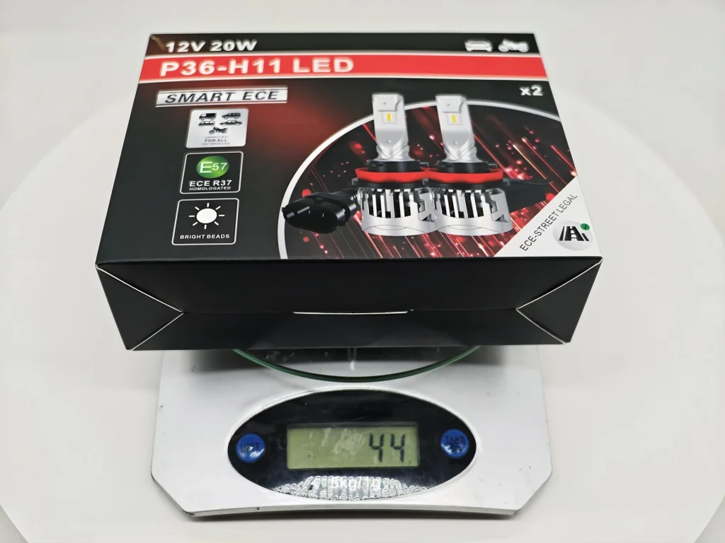 luxfighter H11 LEDr empty package weight measurement