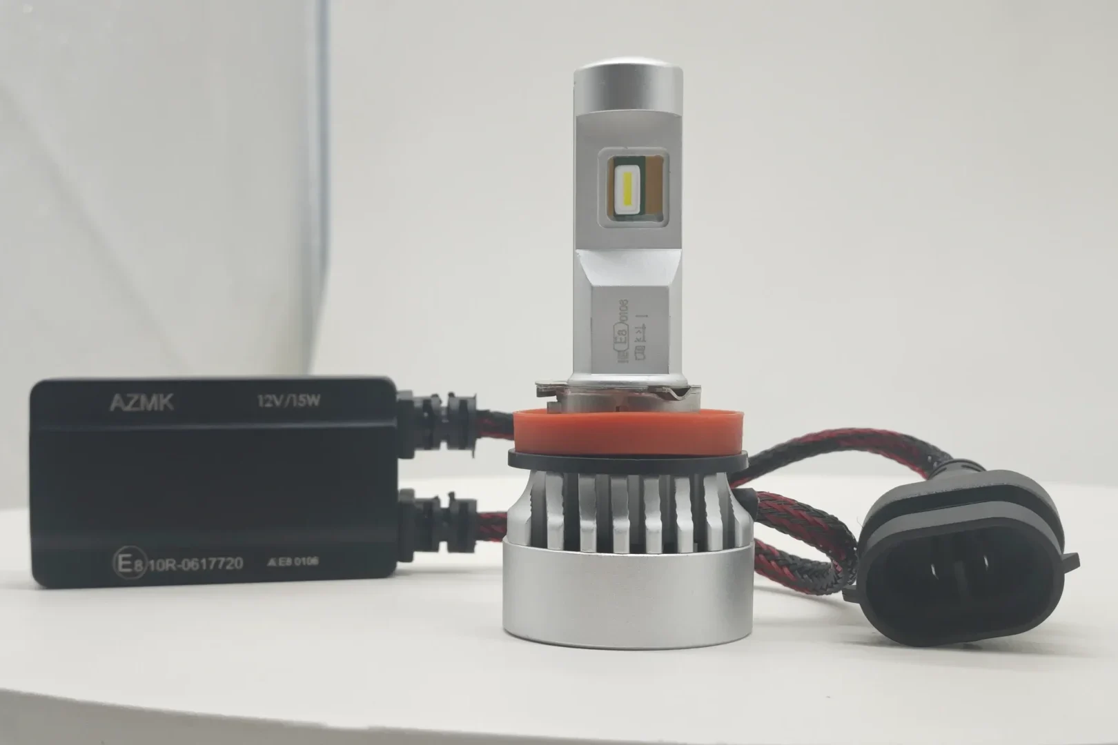 Front view of the EB H11 LEDr lamp and external driver