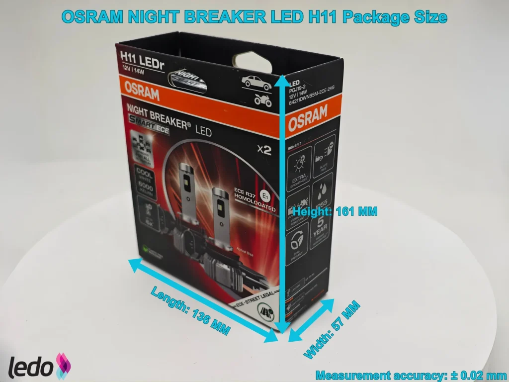 OSRAM H11 LEDr package dimension measurement