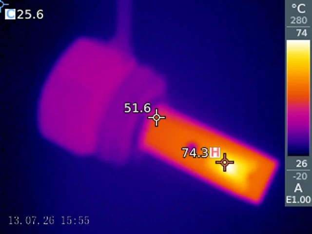OSRAM H11 LEDr emitting-area surface temperature after 30 minutes